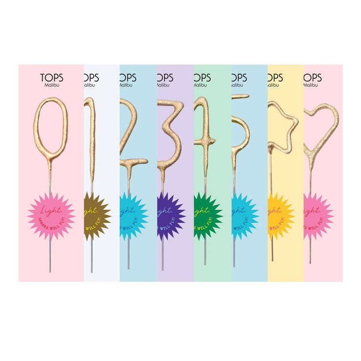 Mini 4" Gold Number Sparkler Wand Card - Singles: Mini Gold Number - 4