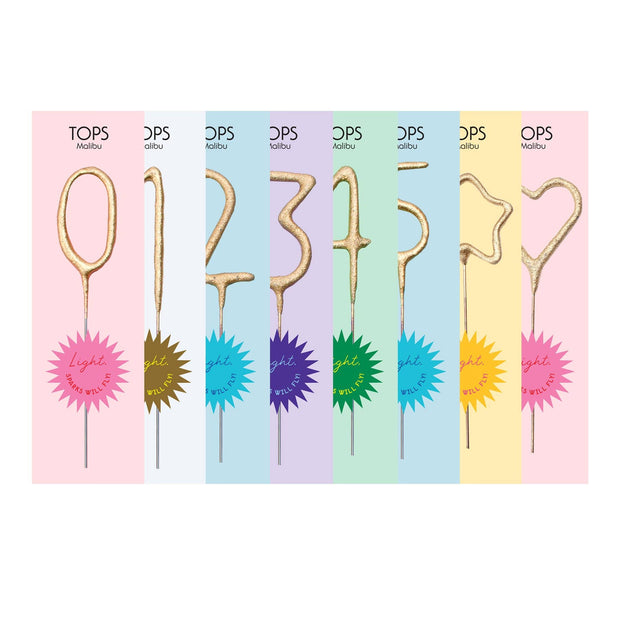 Mini 4" Gold Number Sparkler Wand Card - Singles: Mini Gold Number