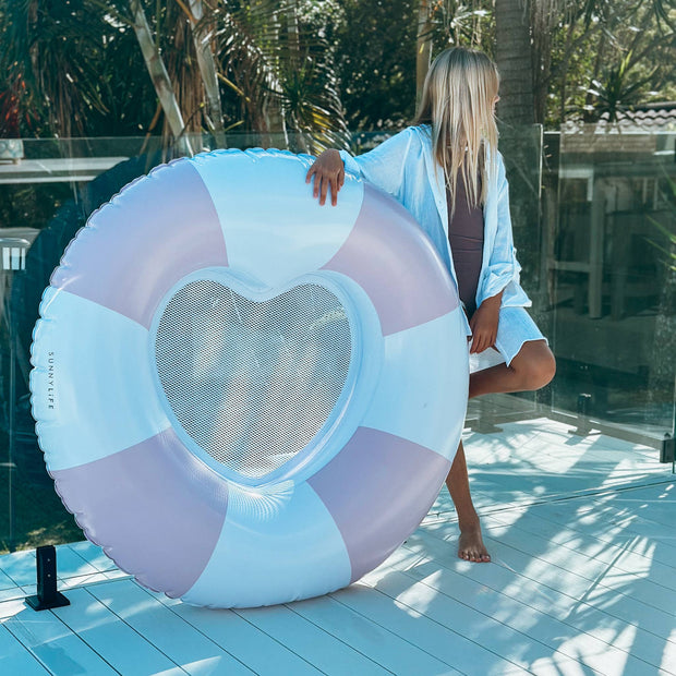 Luxe Tube Pool Ring Stole My Heart Pink Stripe