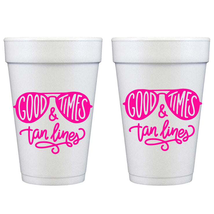 Summer - Good Times and Tan Lines Foam Cup (10 ct bag)