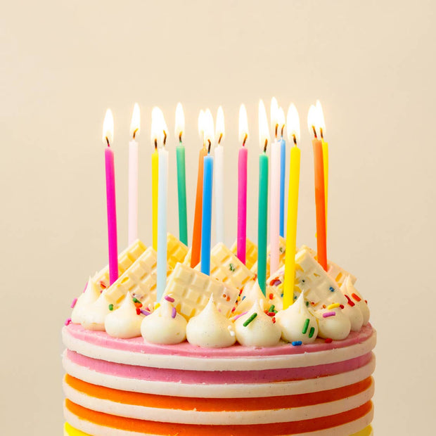 Tall Rainbow Birthday Candles | 16 Pack | Cake Candle |