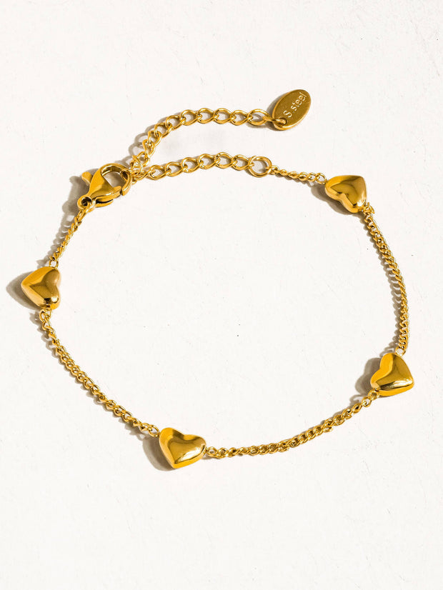 Vivre 18K Gold Non-Tarnish Petite Heart Bracelet or Necklace: Yellow Gold / Necklace