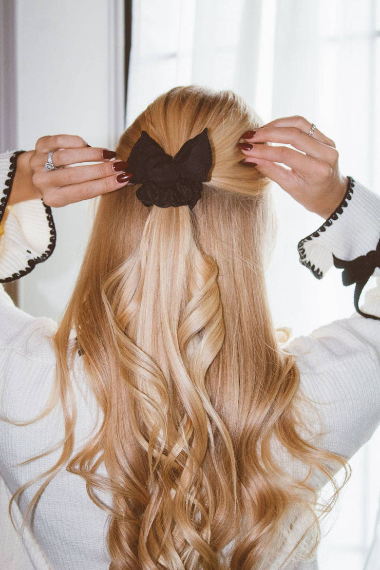 Puffer Bow Scrunchie: Brown