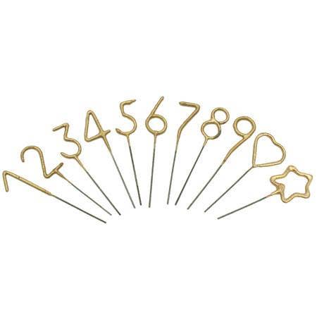 Mini 4" Gold Number Sparkler Wand Card - Singles: Mini Gold Number