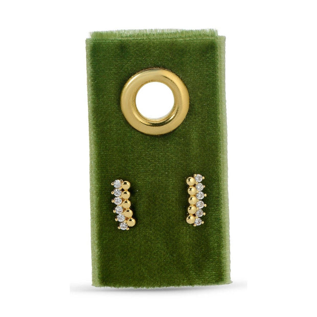 Delicate Dots & Cz Studs On Velvet Gift Tag