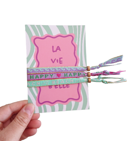 Bracelet Text Ribbon Greeting Card La Vie Est Belle
