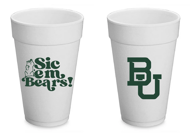 Baylor Styrofoam Cups Set of 8 - 20 ounces
