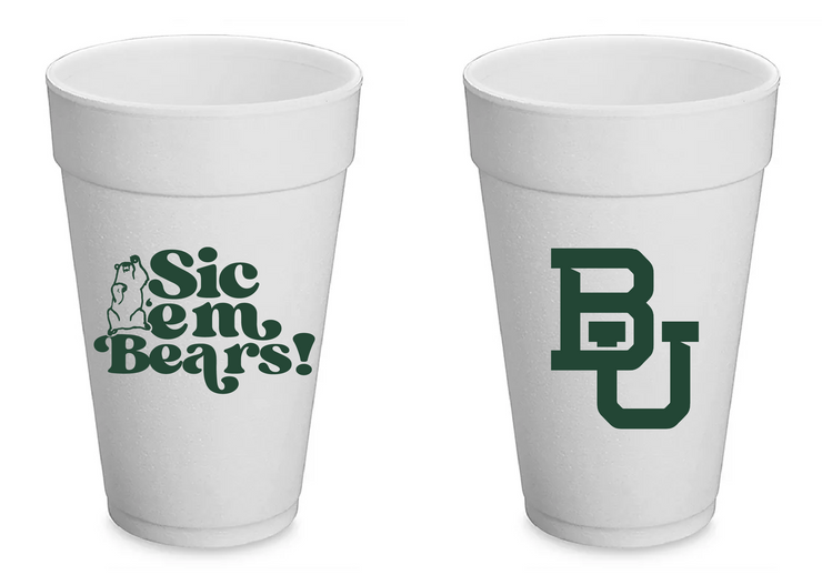 Baylor Styrofoam Cups Set of 8 - 20 ounces