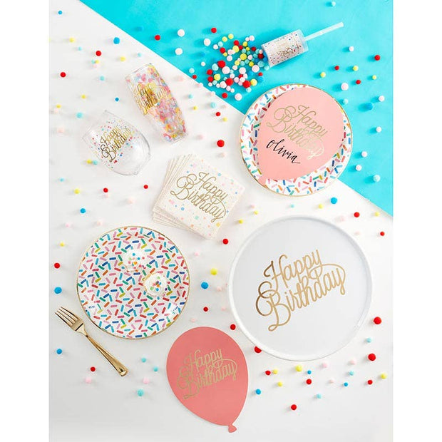 Double-Wall Champagne Glass - Happy Birthday Confetti: 8 oz