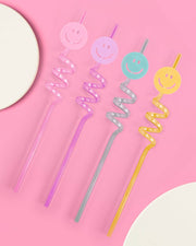 Reusable Pastel Smiley Straws