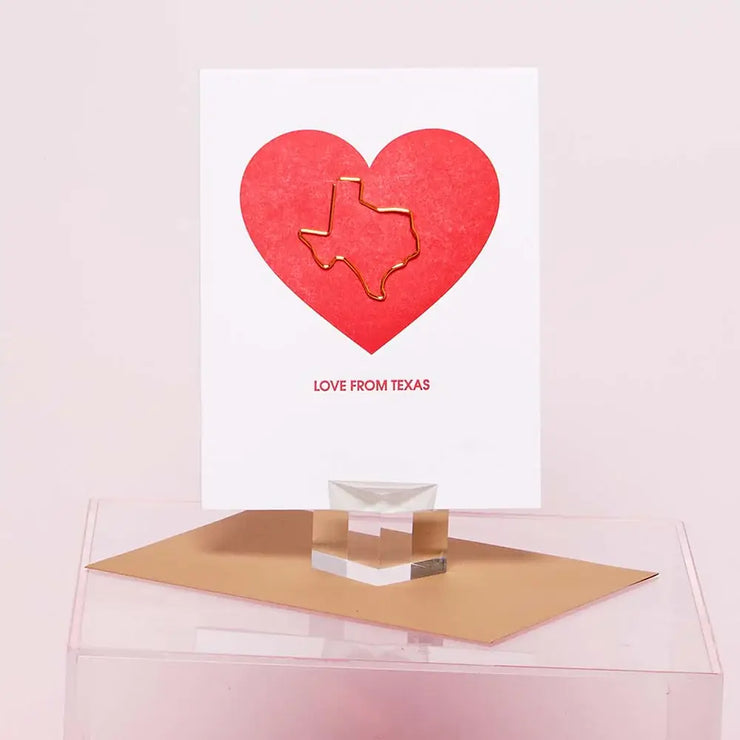 Love From Texas Paper Clip Letterpress Greeting Card