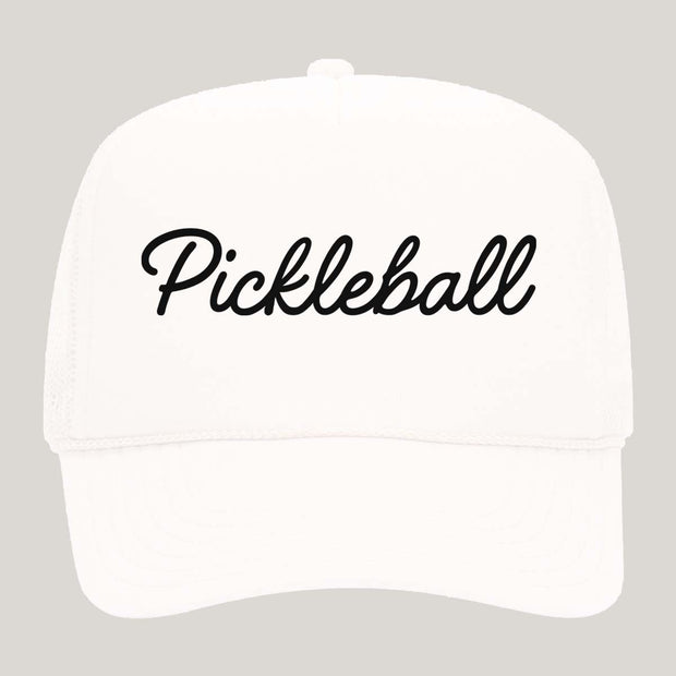 Pickleball Cursive Foam Snapback Hat: White / Adult